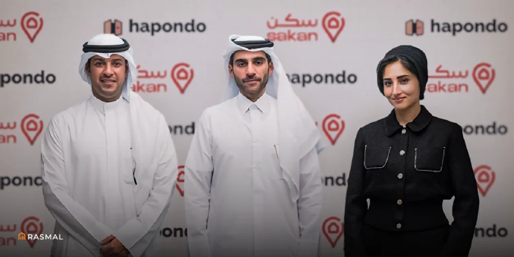 From left Abdullah Al Saleh, CEO of Sakan; Ahmad Al-Khanji, Co-Founder & CEO of hapondo; and Haajerah Khan, Co-Founder & COO of hapondo From left Abdullah Al Saleh, CEO of Sakan; Ahmad Al-Khanji, Co-Founder & CEO of hapondo; and Haajerah Khan, Co-Founder & COO of hapondo